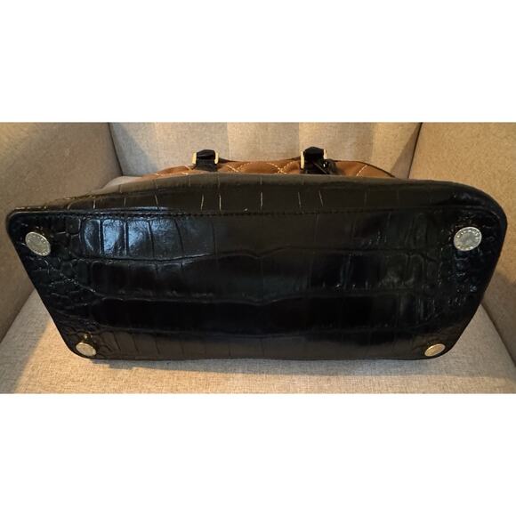 Michael Kors Smythe Small Dome Cross Stich Satchel Walnut Black - Picture 5 of 11